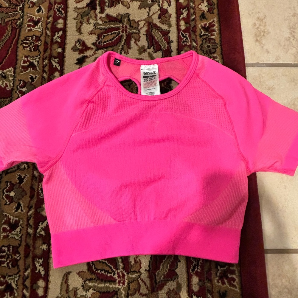 Gymshark pink cropped athletic tee with back cutouts